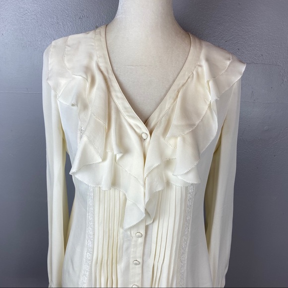 Rachel Zoe ivory silk ruffle tunic blouse 6 - Picture 4 of 8